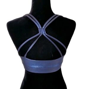 Carbon38 Womens Navy Blue Takara Shine Strappy Racerback Sports Bra S